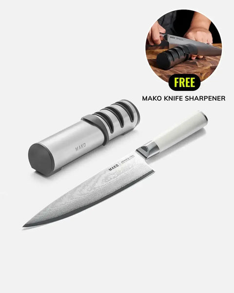 MAKO Japanese Steel Cream 8″ Chef Knife (Free Sharpener)