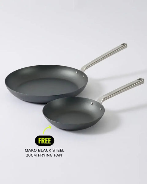 MAKO Black Steel 31cm Frying Pan (Free 20cm included)
