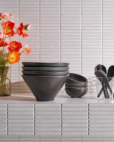 Anaya Charcoal Complete Dinnerware Set (28 Piece)