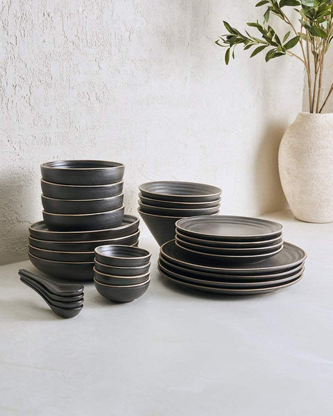 Anaya Charcoal Complete Dinnerware Set (28 Piece)