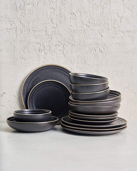 Anaya Charcoal Pasta Lovers' Dinnerware Set (16 Piece)