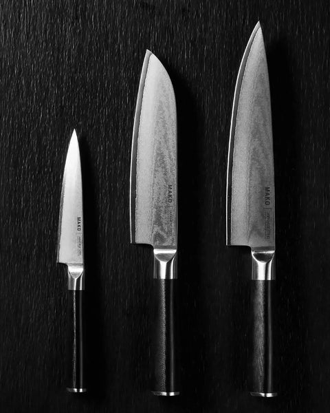 MAKO Japanese Steel Knife & Sharpener Set - Black