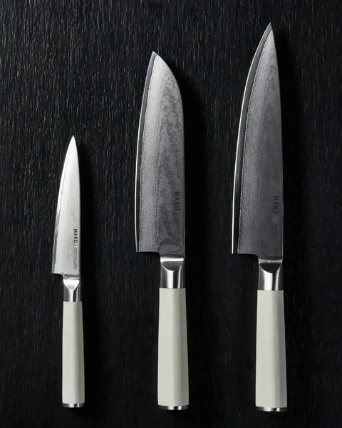 MAKO Japanese Steel Knife & Sharpener Set - Cream
