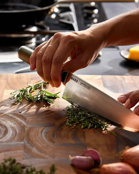 MAKO Japanese Steel Olive Green 8″ Chef Knife (Free Sharpener)