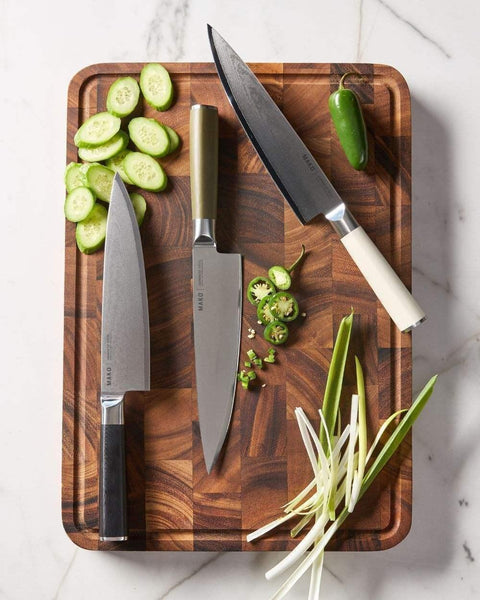 MAKO Japanese Steel Black 8″ Chef Knife (Free Sharpener)