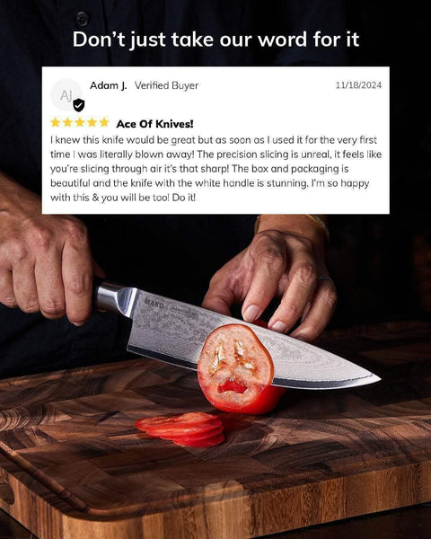 MAKO Japanese Steel Black 8″ Chef Knife (Free Sharpener)